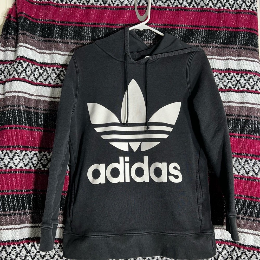 Adidas Trefoil Logo Hoodie - Black (Size Medium)